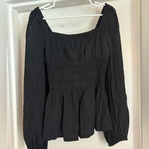 Hill House Jade Black Smocked Blouse